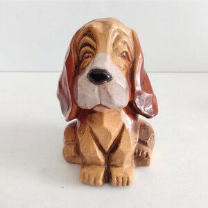 Vintage Plastic Mold Winking Bassett Hound Dog Coin Piggy Bank 5"